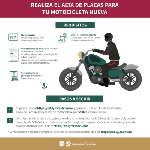 Cita en Finanzas CDMX Alta de Motocicleta
