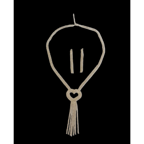 Collar largo con Aros Plateado
