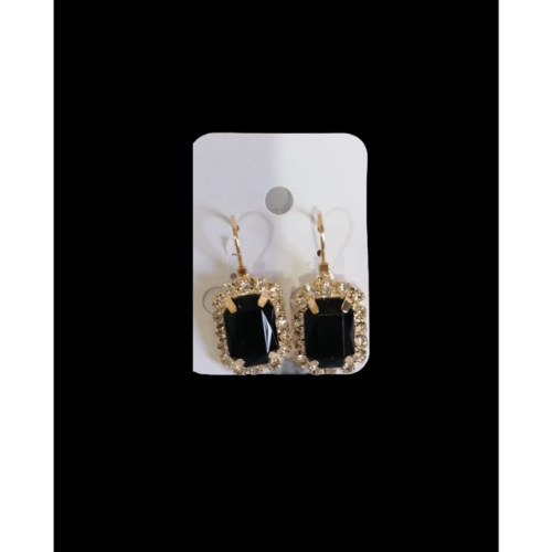 Aros 😍 Negro con  detalles en piedritas  Tipo oval