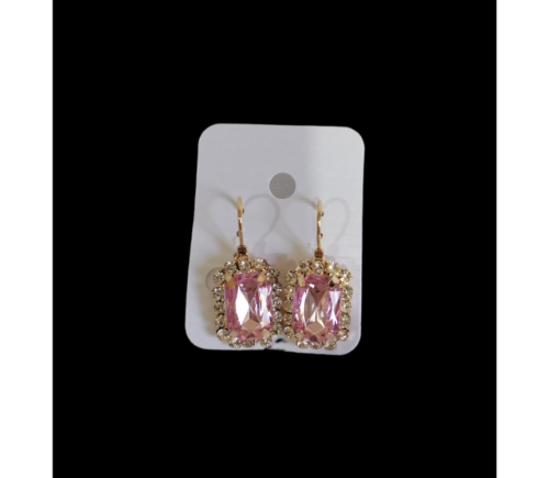 Aros 😍 Rosado con  detalles en piedritas  Tipo oval